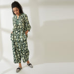 Load image into Gallery viewer, JGDVIAMSS21-9- Green Floral Top, Kaftan and Pants Set.
