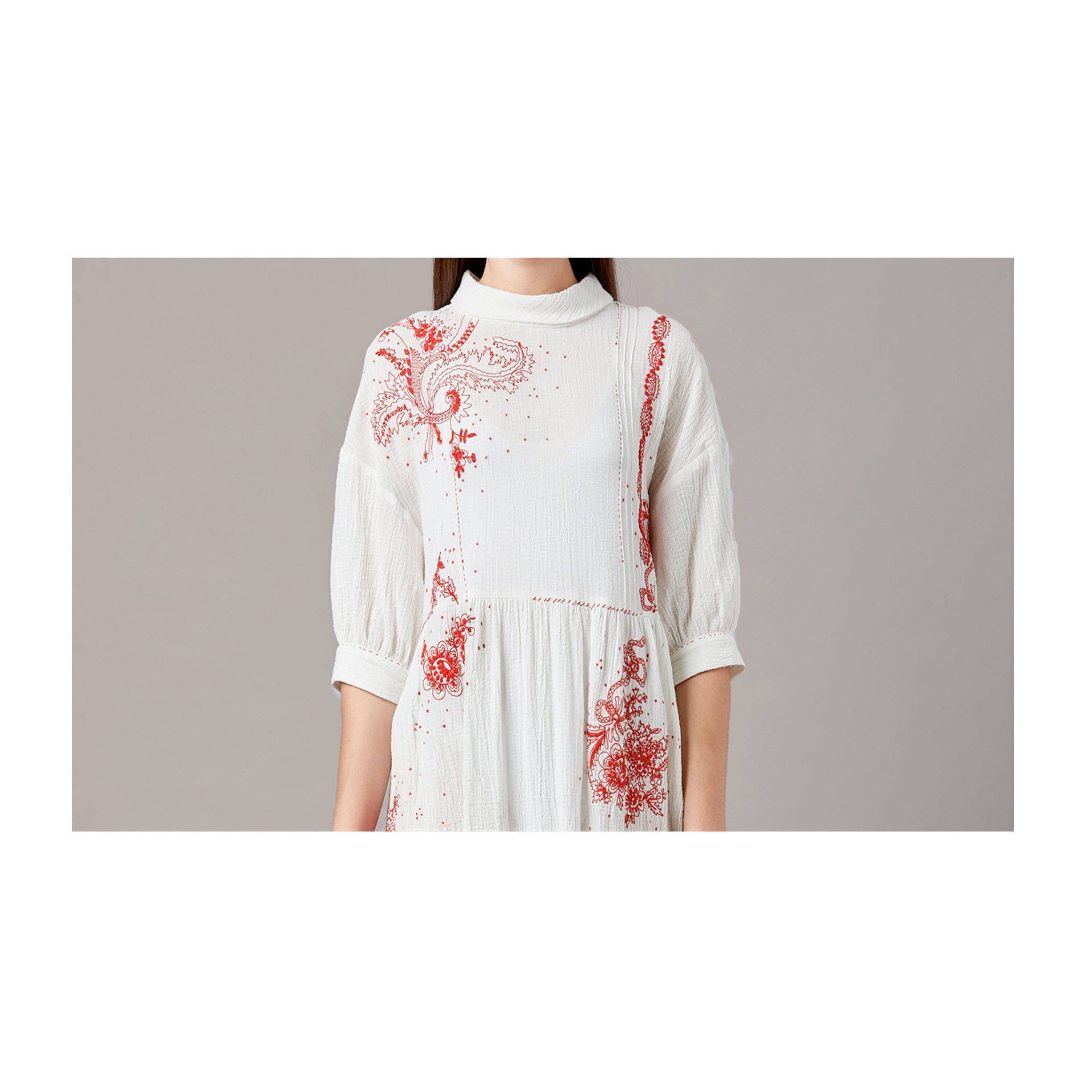 The Darcie Dress - Red Embroidered