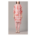 Load image into Gallery viewer, The Dante Tunic-Pants Set - Red and White Hand Painted Floral Print and Ikat Print
