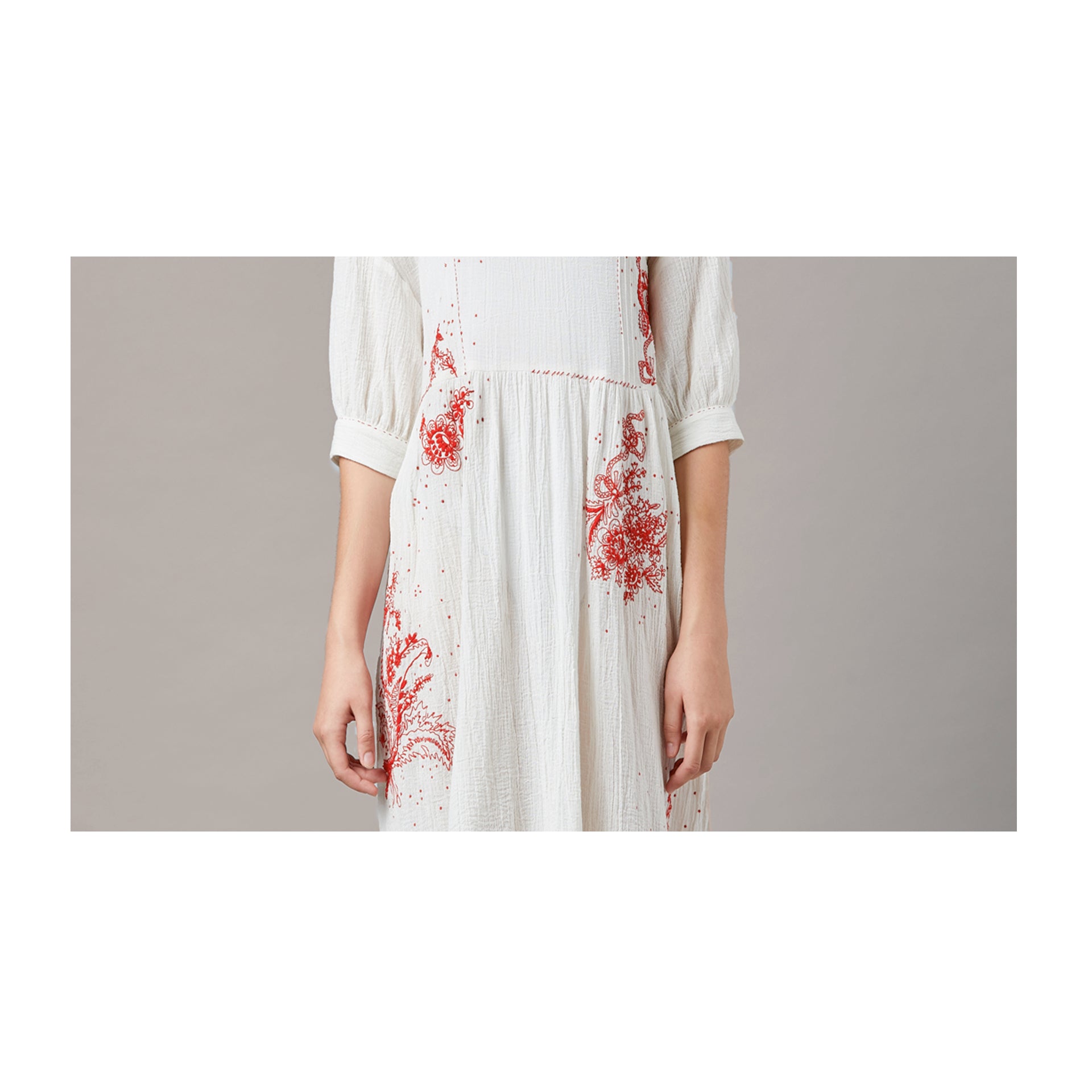 The Darcie Dress - Red Embroidered