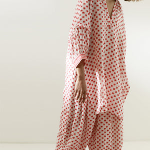 Sierra Long Tunic Pant Set - Red Ikat Print