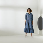 Load image into Gallery viewer, The Silvia Dress - Blue and White Hand Painted Ikat Print
