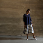 Load image into Gallery viewer, The Ingrid Top-Skirt Set - Blue Broderie Anglaise and Check Weave
