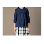 Load image into Gallery viewer, The Ingrid Top-Skirt Set - Blue Broderie Anglaise and Check Weave
