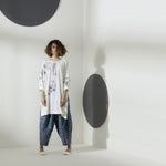 Load image into Gallery viewer, Oliver Tunic Pant Set - Blue Embroidery and Ikat Print.
