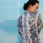 Load image into Gallery viewer, The Eleanor Dress - Blue and White Hand Painted Floral Print
