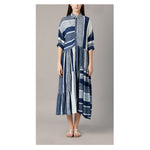 Load image into Gallery viewer, The Cillian Dress - Blue and White Asymmetrical Stripe Weave
